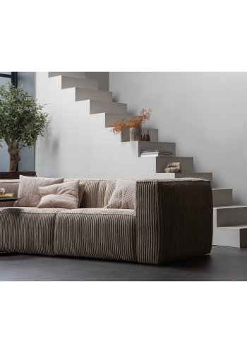 WOOOD BEAN 3,5-PERSONS SOFA RIB STOFF TRAVERTIN