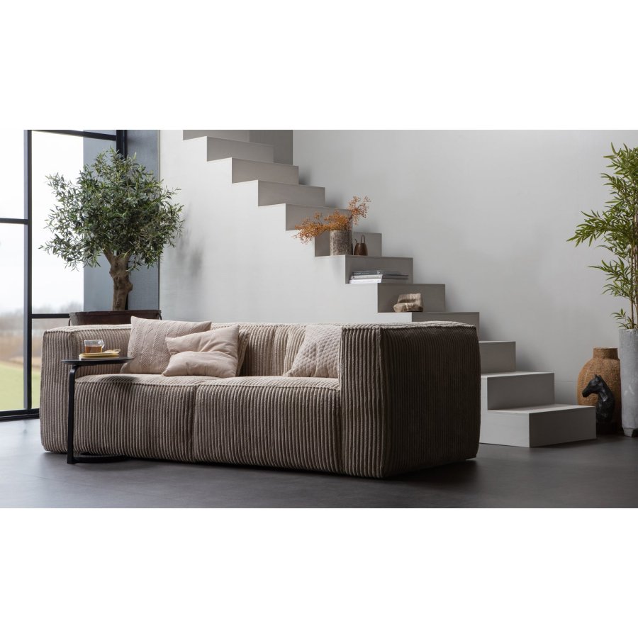 WOOOD BEAN 3,5-PERSONERS SOFA RIB STOF TRAVERTIN