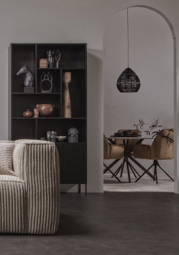 WOOOD BEAN 3,5-PERSONERS SOFA RIB STOF TRAVERTIN