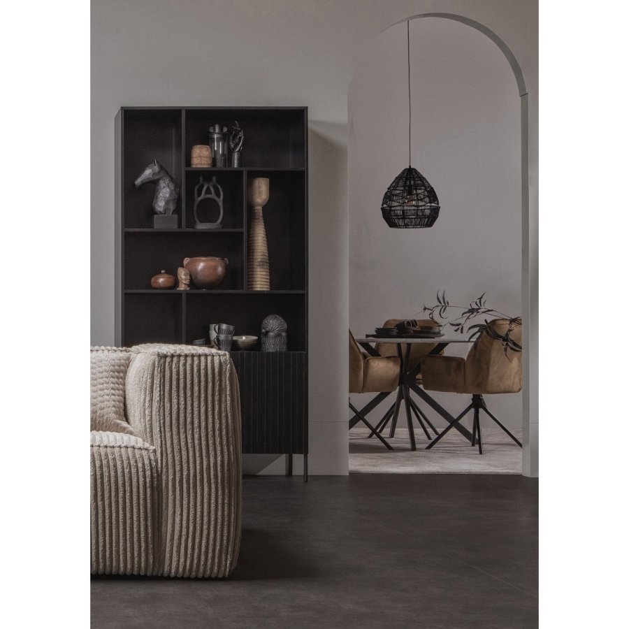 WOOOD BEAN 3,5-PERSONERS SOFA RIB STOF TRAVERTIN