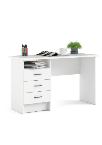 TVILUM function plus skrivebord rektangul�rt hvid laminat 3 skuffer