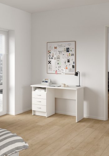 TVILUM function plus skrivebord rektangul�rt hvid laminat 3 skuffer