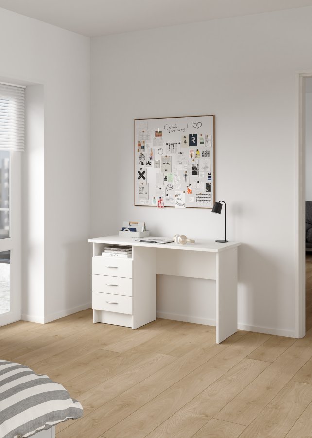 TVILUM function plus skrivebord rektangul�rt hvid laminat 3 skuffer