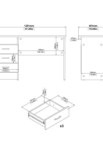TVILUM function plus skrivebord rektangul�rt hvid laminat 3 skuffer