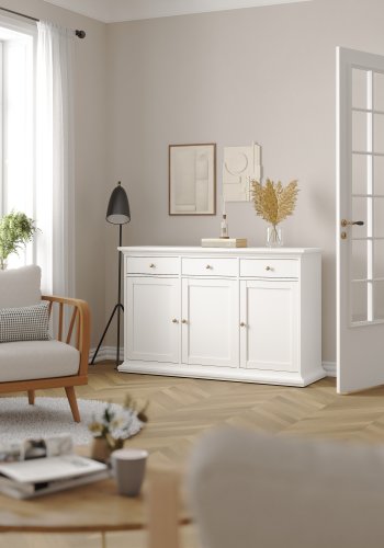 TVILUM paris sk�nk - hvidt tr�, 3 skuffer og l�ger