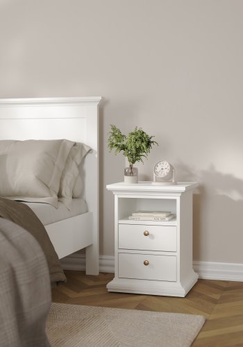 TVILUM paris natbord - kvadratisk, hvid laminat, 2 skuffer