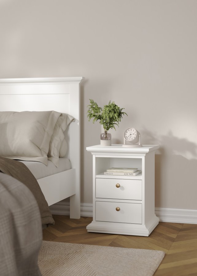 TVILUM paris natbord - kvadratisk, hvid laminat, 2 skuffer