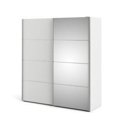 Verona garderobeskab - Hvidt MDF, m. spejll�ge, 2 skydel�ger
