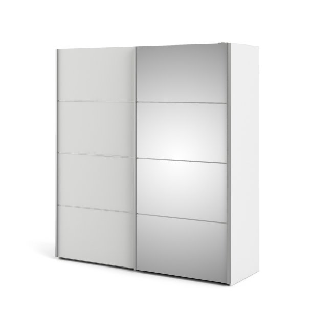 Verona garderobeskab - Hvidt MDF, m. spejll�ge, 2 skydel�ger