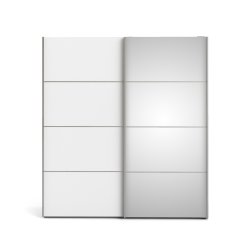 Verona garderobeskab - Hvidt MDF, m. spejll�ge, 2 skydel�ger