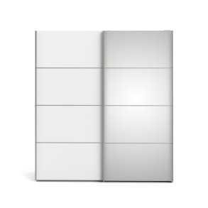Verona garderobeskab - Hvidt MDF, m. spejll�ge, 2 skydel�ger