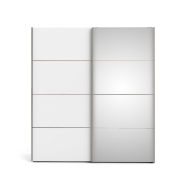 Verona garderobeskab - Hvidt MDF, m. spejll�ge, 2 skydel�ger