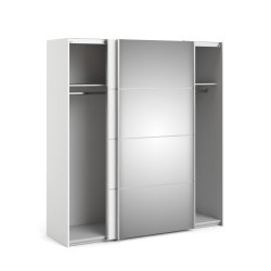 Verona garderobeskab - Hvidt MDF, m. spejll�ge, 2 skydel�ger