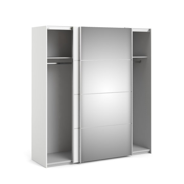 Verona garderobeskab - Hvidt MDF, m. spejll�ge, 2 skydel�ger