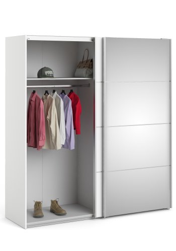 TVILUM VERONA garderobeskab - hvid laminat, med spejl, 2 skydel�ger