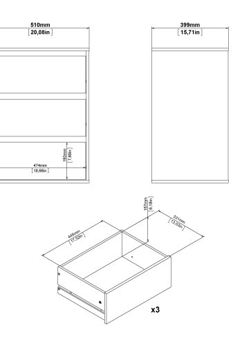 TVILUM Verona/Firenze skuffesektion - hvid mdf, 3 skuffer