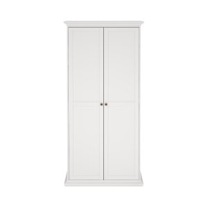 TVILUM Paris garderobeskab - hvidt laminat, 2 l�ger, 4 hylder