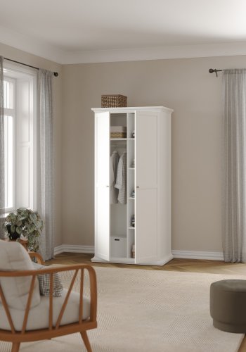 TVILUM Paris garderobeskab - hvidt laminat, 2 l�ger, 4 hylder