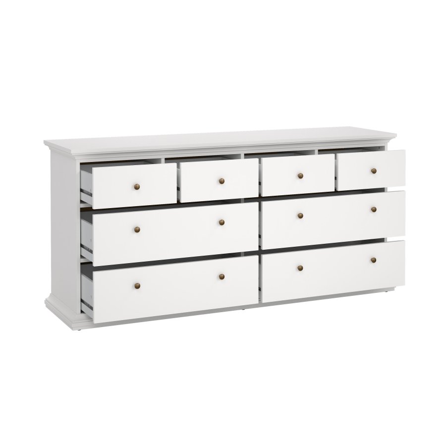 TVILUM paris kommode - hvidt tr�, 8 skuffer