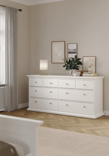 TVILUM paris kommode - hvidt tr�, 8 skuffer