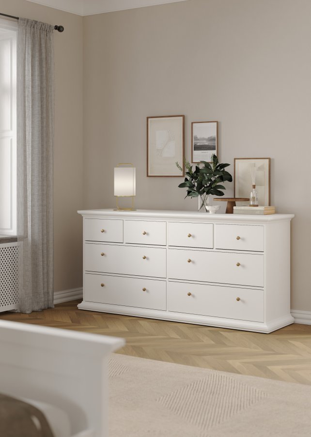 TVILUM paris kommode - hvidt tr�, 8 skuffer