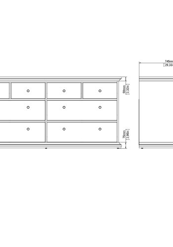 TVILUM paris kommode - hvidt tr�, 8 skuffer