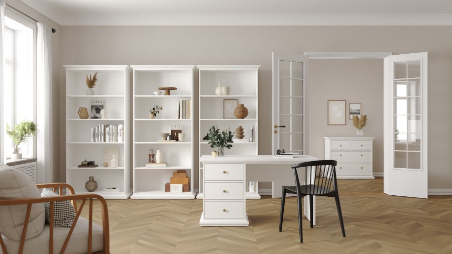 TVILUM Paris byr� - vit komposittr&auml;, med 4 l�dor