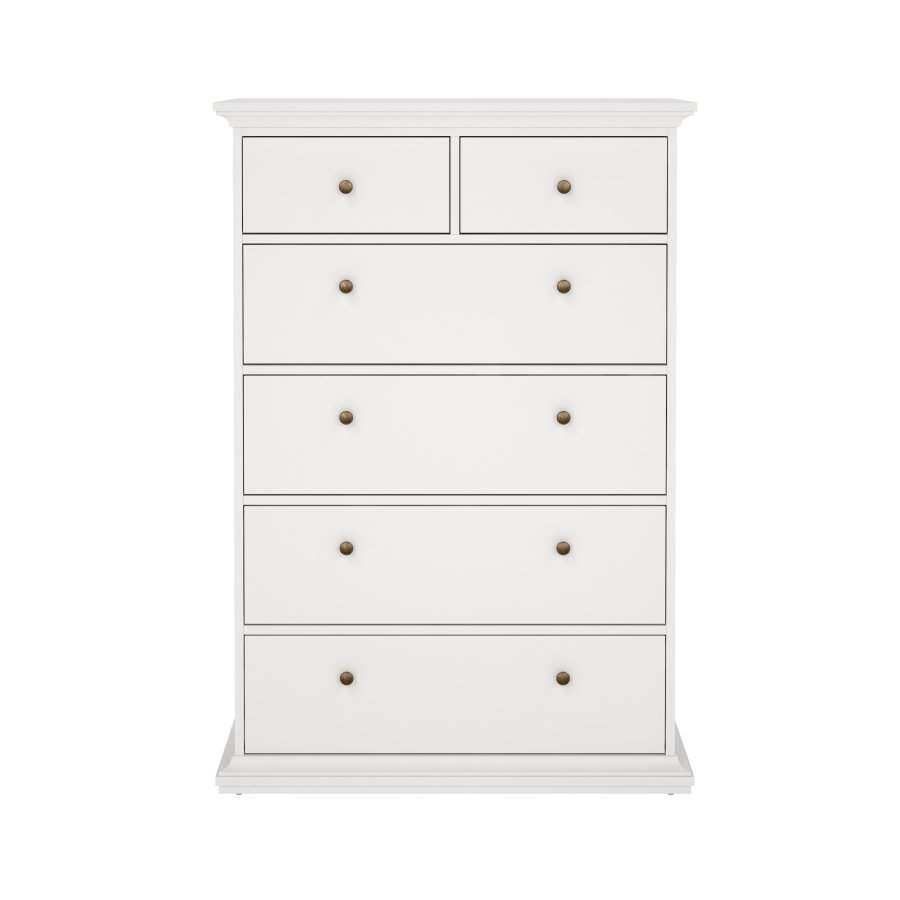 TVILUM Paris kommode - hvidt tr�, 6 skuffer