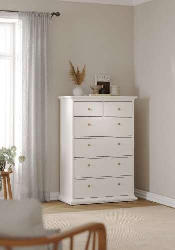 TVILUM Paris kommode - hvidt tr�, 6 skuffer