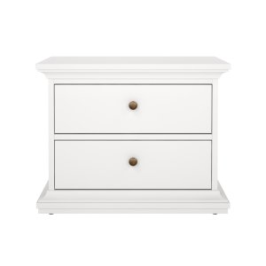 TVILUM Paris sengebord - hvid tr�, m. 2 skuffer