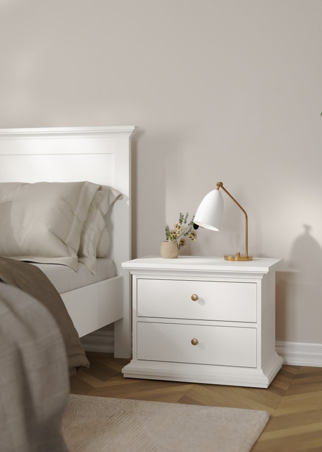 TVILUM Paris Nachttisch - wei�es Laminat, 2 Schubladen