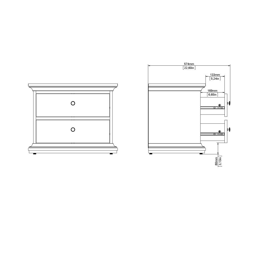 TVILUM Paris Nachttisch - wei�es Laminat, 2 Schubladen