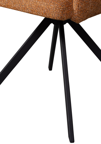 WOOOD Fenne spisebordsstol, m. drejefunktion og armln - ingefr stof og sort metal