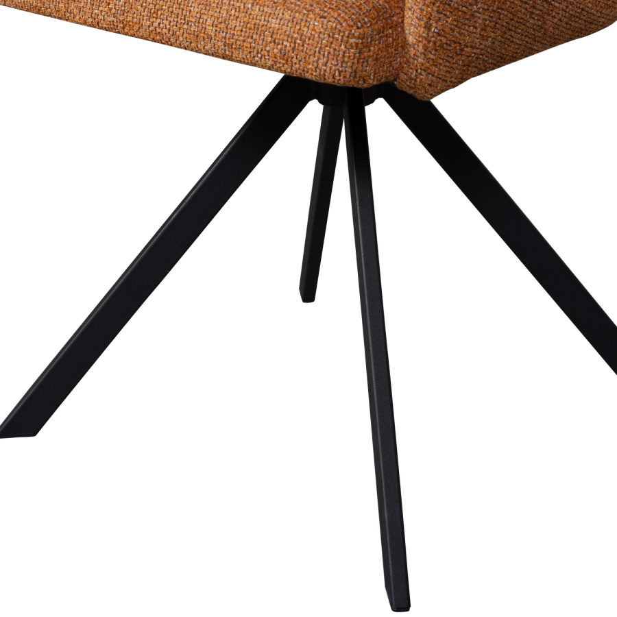 WOOOD Fenne spisebordsstol, m. drejefunktion og armln - ingefr stof og sort metal