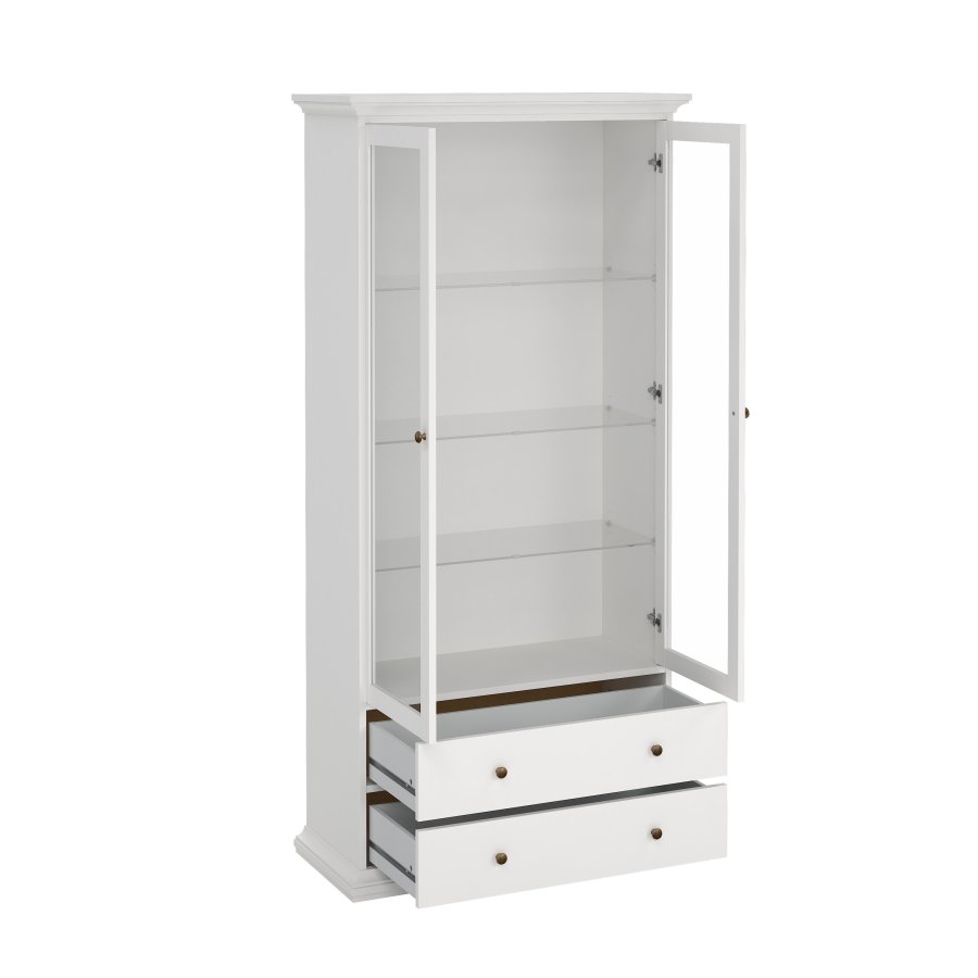 TVILUM paris vitrinenschrank - wei�es holz, 2 t�ren und 2 schubladen