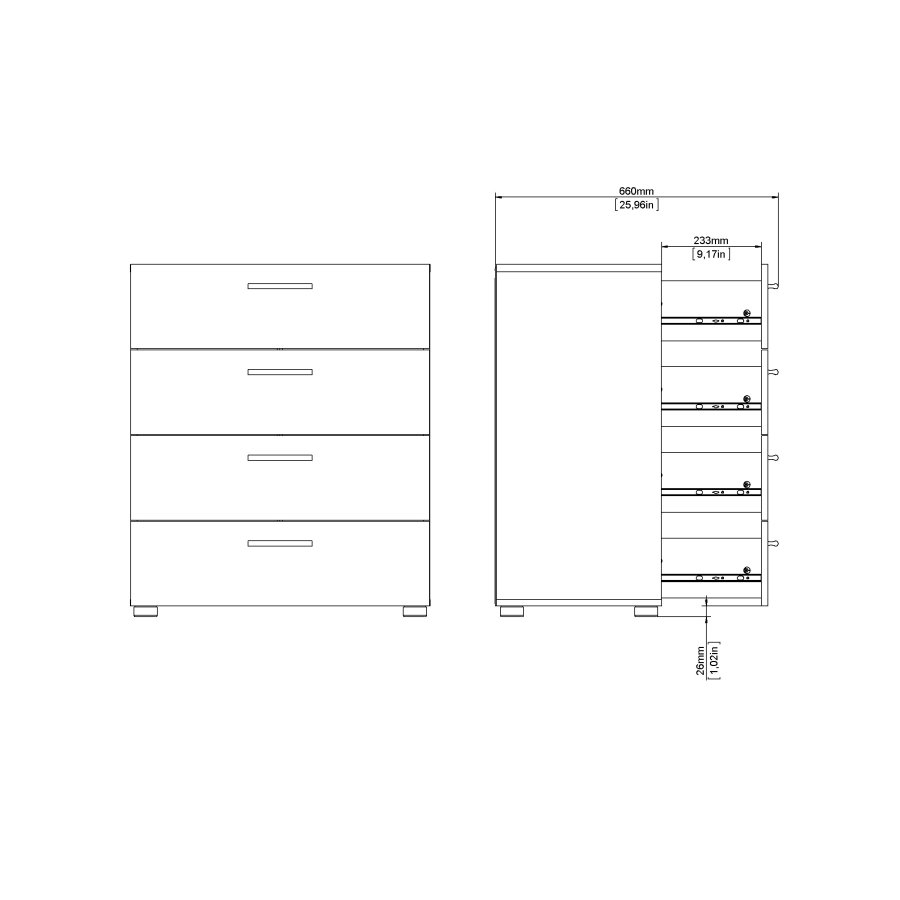 TVILUM Pepe kommode - hvidt tr�, m. 4 skuffer