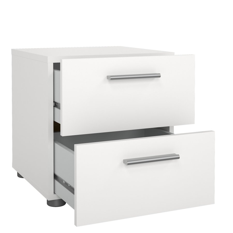 TVILUM Pepe nattduksbord - vitt komposittr&auml;, 2 l�dor