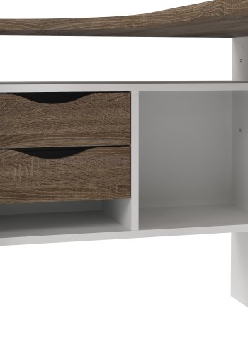 TVILUM Function Plus hj�rneskrivebord - natur laminat, rektangul�rt, 2 skuffer