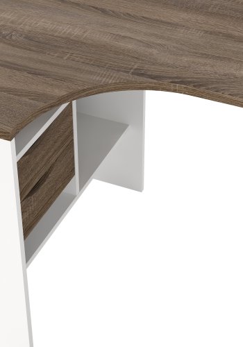 TVILUM Function Plus hj�rneskrivebord - natur laminat, rektangul�rt, 2 skuffer