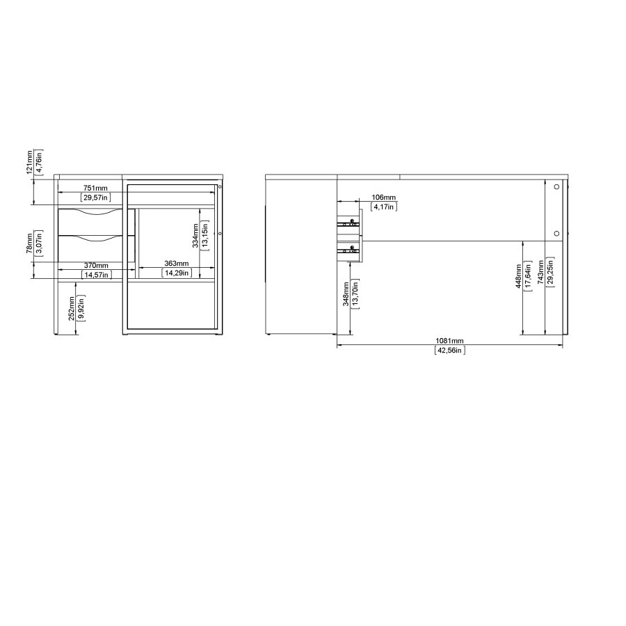 TVILUM function plus hj�rneskrivebord - naturfarget laminat, m. 2 skuffer