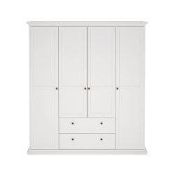 TVILUM Paris kleiderschrank - wei�es laminat mit 4 t�ren und 2 schubladen