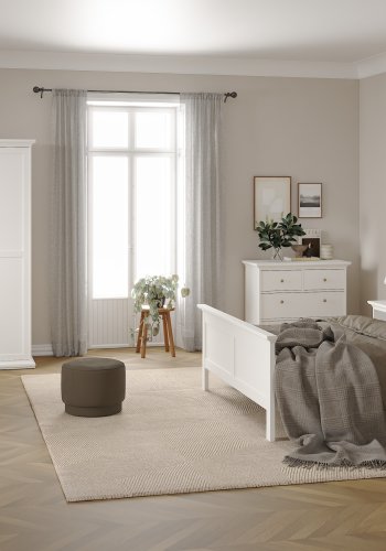 TVILUM Paris garderobeskab - hvidt tr� og laminat, 4 l�ger og 2 skuffer