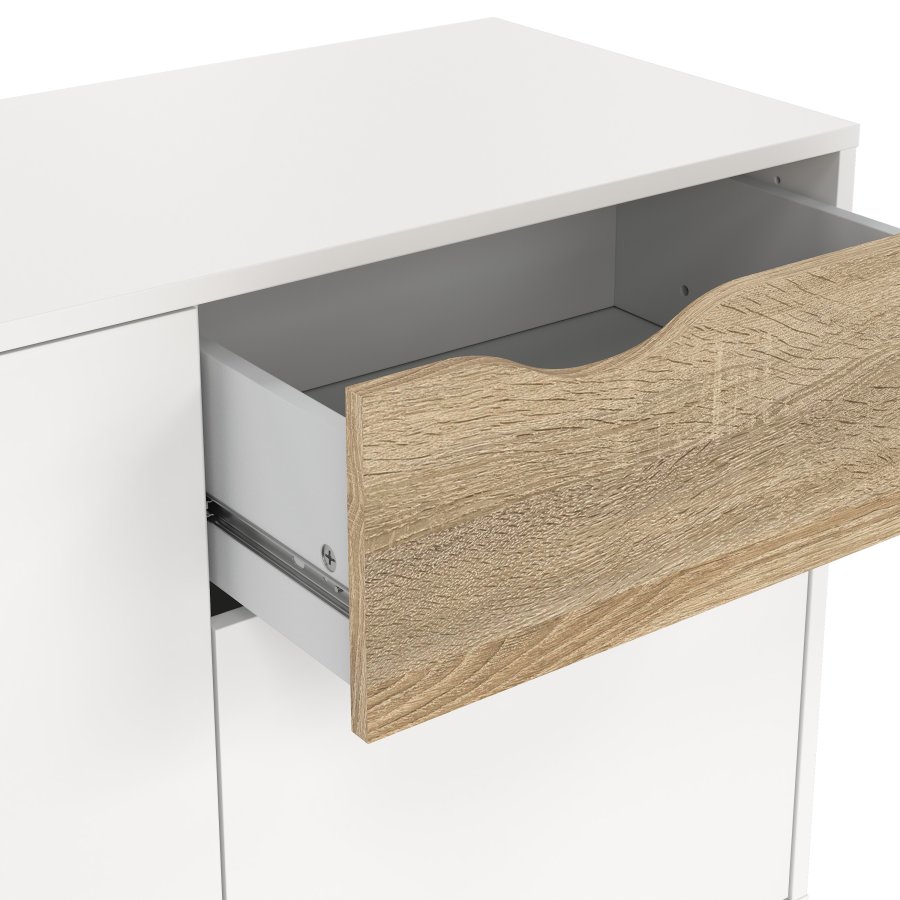 TVILUM Delta sk&auml;nk - vit/natur ek, med 2 d&ouml;rrar och 1 l�da