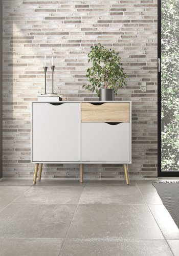 TVILUM delta sk�nk - hvid, naturtr� med 2 l�ger og 1 skuffe