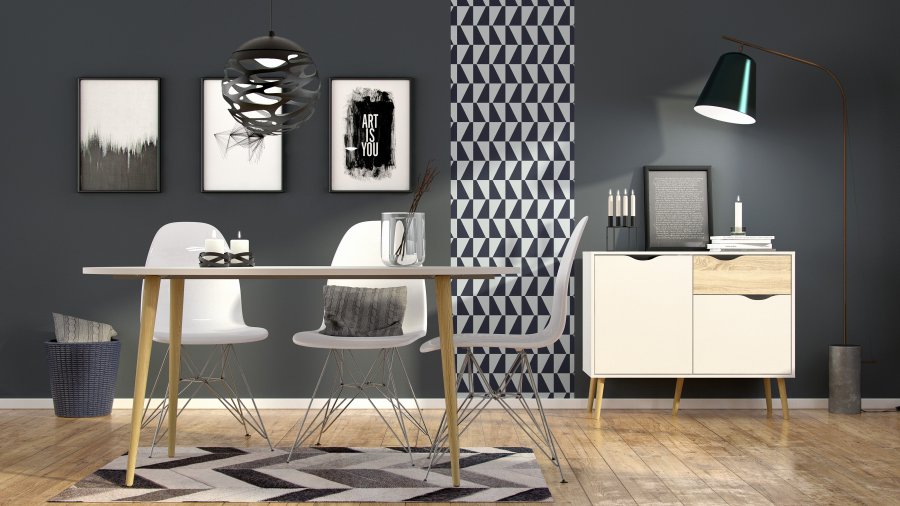 TVILUM Delta sk&auml;nk - vit/natur ek, med 2 d&ouml;rrar och 1 l�da