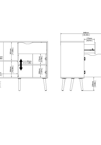 TVILUM Delta sk&auml;nk - vit/natur ek, med 2 d&ouml;rrar och 1 l�da
