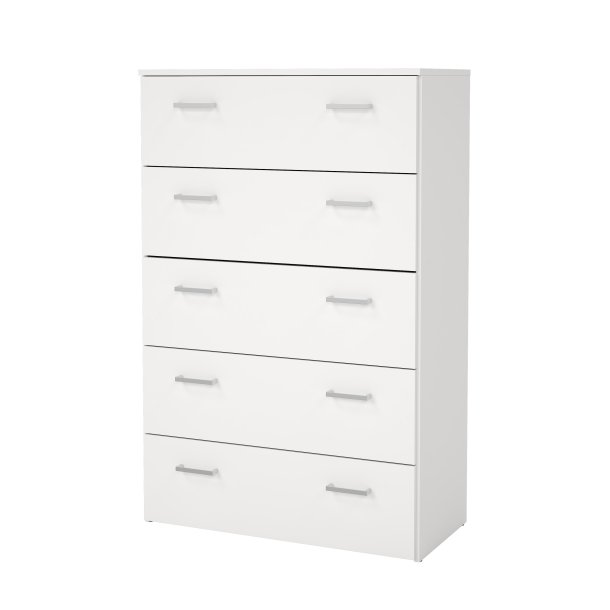 Space kommode - hvidt tr�, m. 5 skuffer 