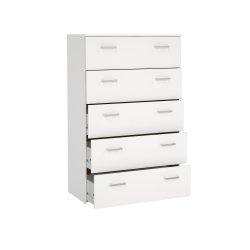 Space kommode - hvidt tr�, m. 5 skuffer 