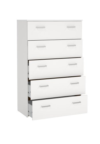 TVILUM space kommode - hvidt tr�, med 5 skuffer