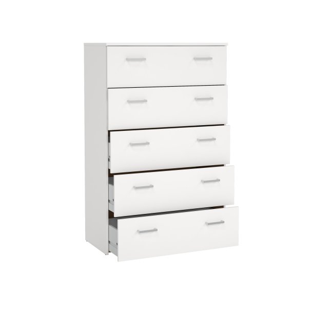 Space kommode - hvidt tr�, m. 5 skuffer 